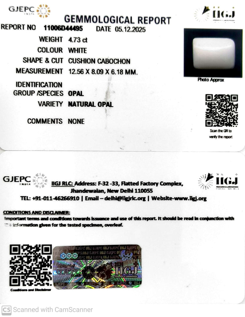 4.73/CT Natural Opal with Govt. Lab Certificate-11006D44495