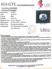 6.69/CT Natural Blue Sapphire with Govt Lab Certificate (45510)