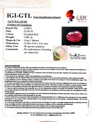 3.98/CT Natural Mozambique Ruby with Govt. Lab Certificate-(RUBY9W)