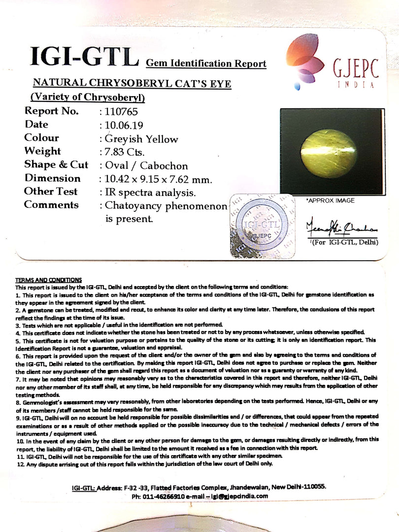 Natural Chrysoberyl Cat's Eye