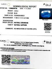 5.48/CT Natural Blue Sapphire with Govt Lab Certificate (12210)