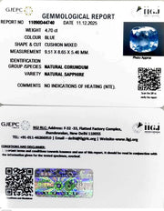 4.70/CT Natural Blue Sapphire with Govt Lab Certificate (45510)