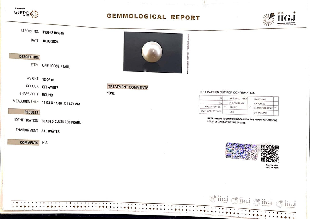 12.07/CT South Sea Pearl with Govt. Lab Certificate-1550