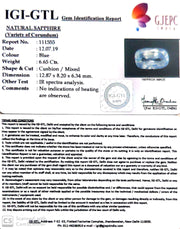6.65/CT Natural Blue Sapphire with Govt Lab Certificate-BLUSA9U