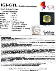 4.08/CT Natural Yellow Sapphire with Govt Lab Certificate-YELSA9U