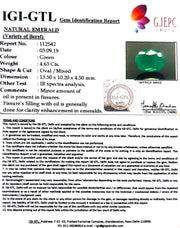 4.63/CT Natural Panna Stone with Govt. Lab Certificate (12210)