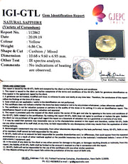 6.86/CT Natural Yellow Sapphire with Govt Lab Certificate-YELSA9U