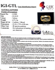 4.71/CT Natural Yellow Sapphire with Govt Lab Certificate-YELSA9U
