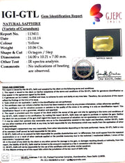 11.17 Ratti Natural Yellow Sapphire with Govt Lab Certificate-(23310)