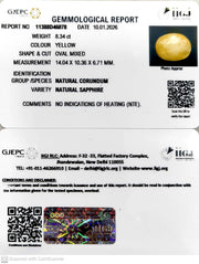 8.34/CT Natural Yellow Sapphire With Govt Lab Certificate-11388D46078