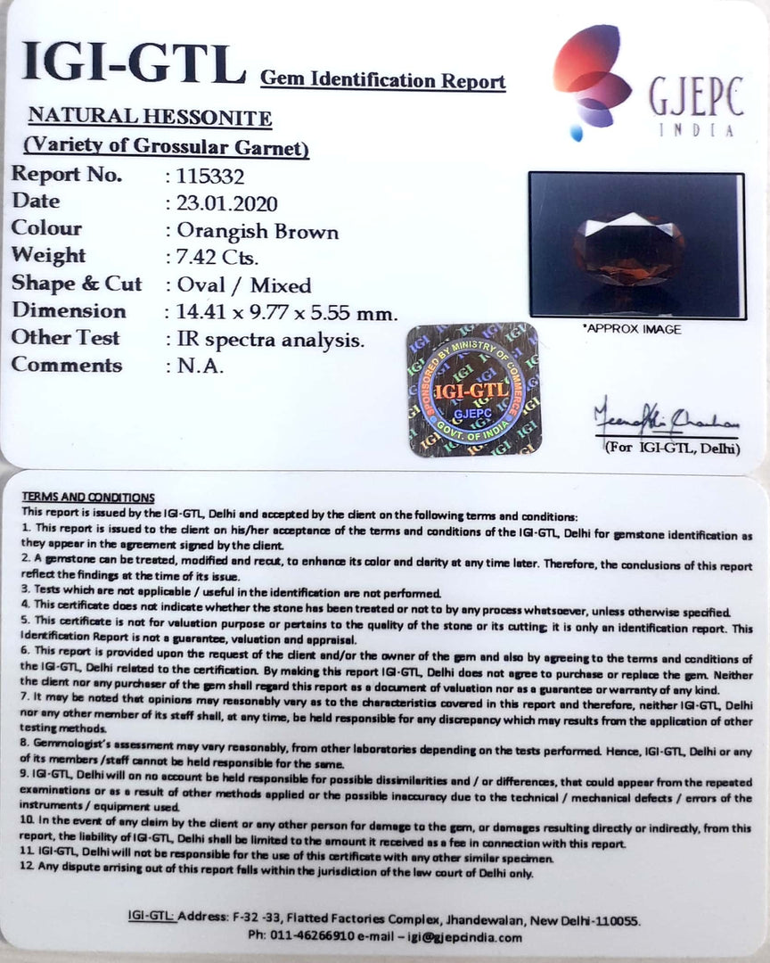 8.23 Ratti Natural Govt. Lab Certified Ceylonese Gomed-(1221)