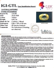 4.65/CT Natural Yellow Sapphire with Govt Lab Certificate-(YELSA9W)
