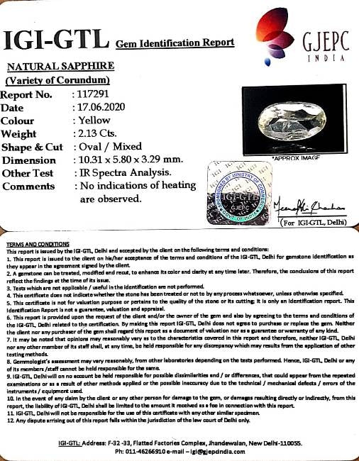 2.36 Ratti Natural Ceylonese Pukhraj Stone with Govt Lab Certificate-(16650)