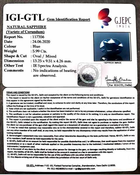 6.65 Ratti Natural Neelam with Govt Lab Certificate-(2331)