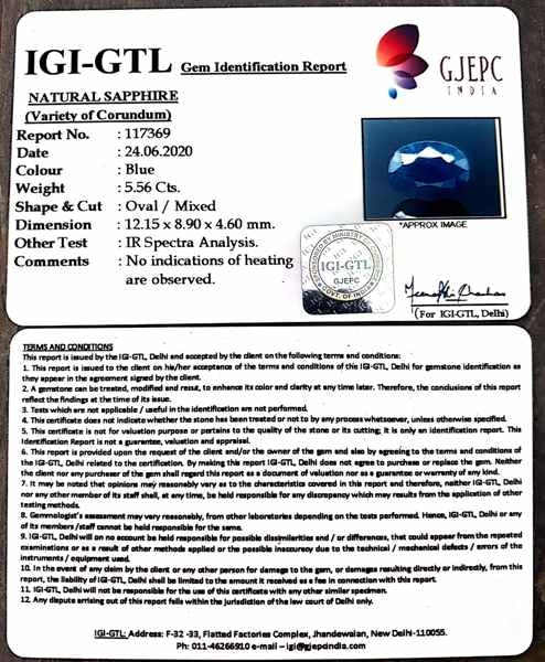 6.17 Ratti Natural Neelam with Govt Lab Certificate-(1221)