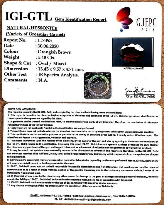 6.08 Ratti Natural Govt. Lab Certified Ceylonese Gomed-(1221)