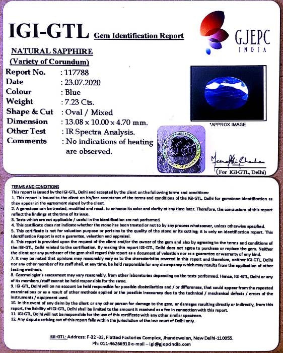 8.03 Ratti Natural Neelam with Govt Lab Certificate-(2331)