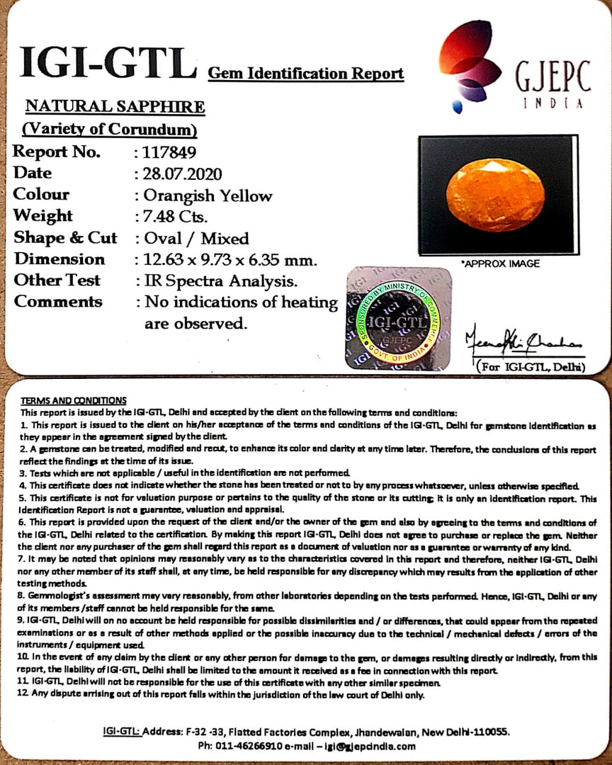 8.30 Ratti Natural Ceylonese Pukhraj Stone with Govt Lab Certificate-(1221)