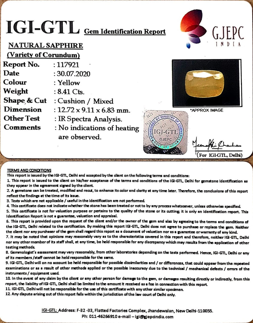 9.33 Ratti Natural Ceylonese Pukhraj Stone with Govt Lab Certificate-(6771)