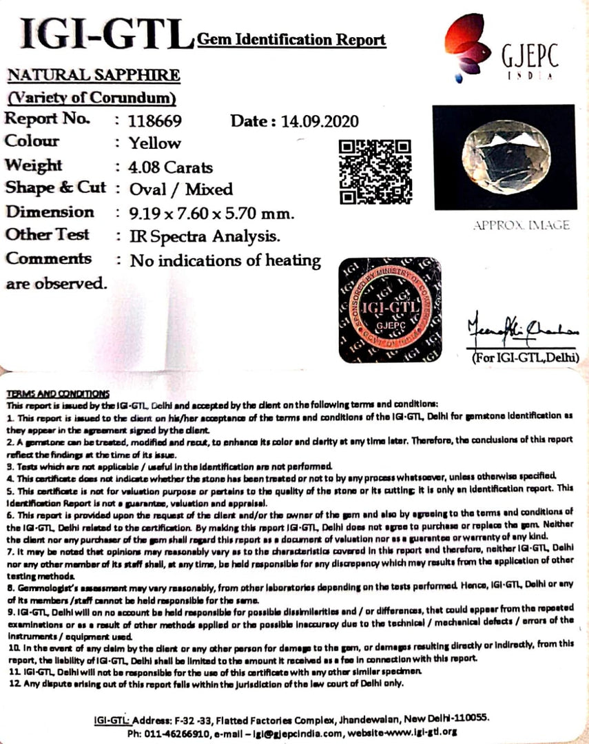 4.54 Ratti Natural Ceylonese Pukhraj Stone with Govt Lab Certificate-(YELSA9T)