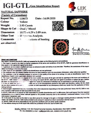 3.93/CT Natural Ceylonese Pukhraj Stone with Govt Lab Certificate-YELSA9U