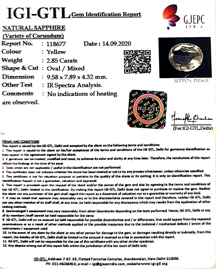 3.16 Ratti Natural Ceylonese Pukhraj Stone with Govt Lab Certificate-(YELSA9T)