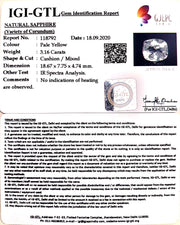 3.16/CT Natural yellow sapphire with Govt Lab Certificate-YELSA9V