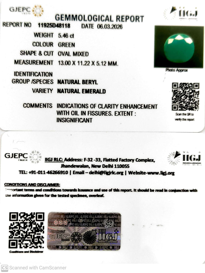 5.86/CT Natural Panna Stone with Govt. Lab Certificate-11925D48118