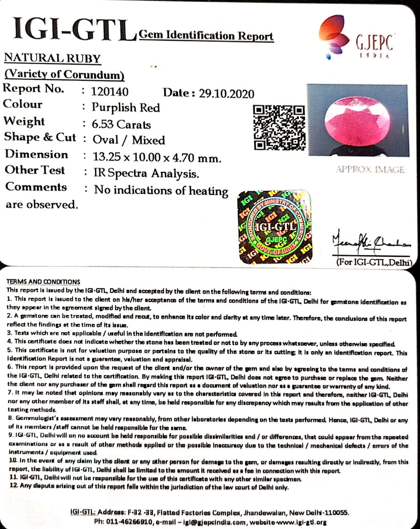 7.24 Ratti Natural Ruby with Govt Lab Certificate-(12210)