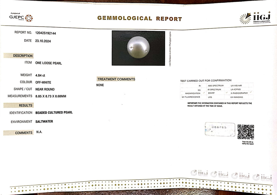 4.84/CT Natural South Sea Pearl with Govt. Lab Certificate-1550