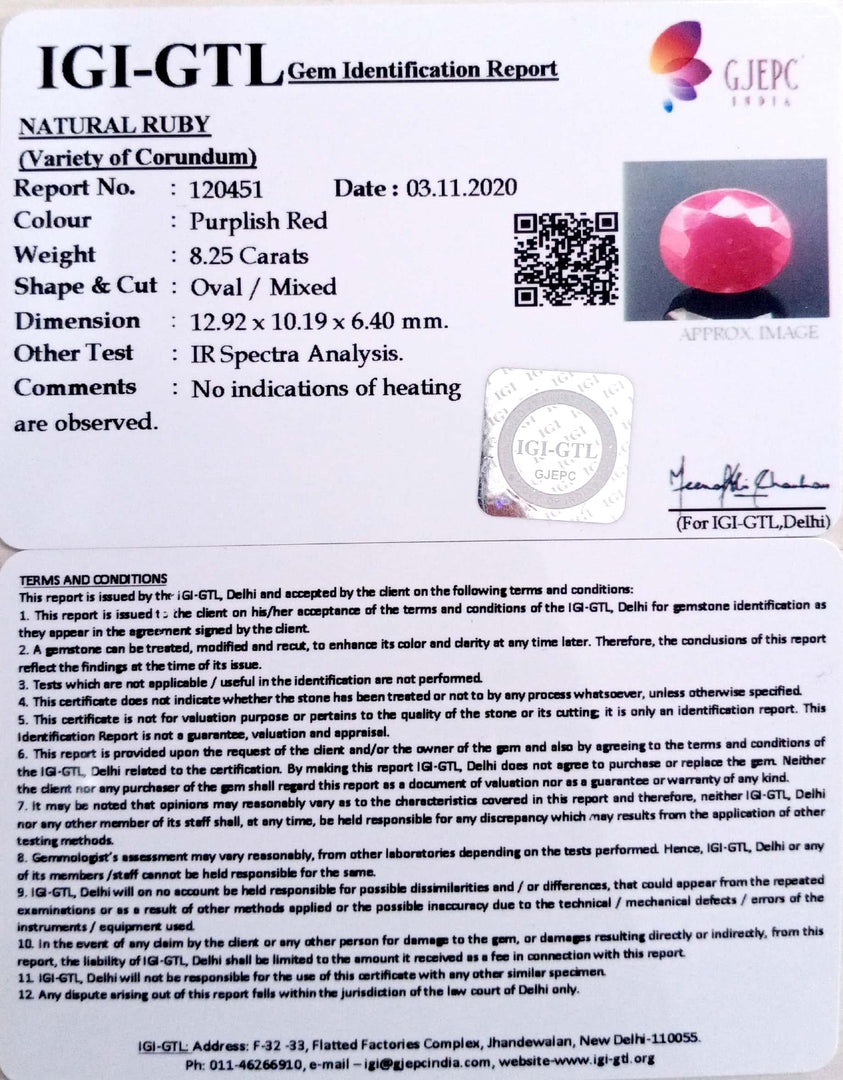 9.15 Ratti Natural Neo Burma Ruby with Govt. Lab Certificate-(5661)