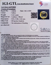 3.14/CT Natural yellow sapphire with Govt Lab Certificate-(YELSA9W)