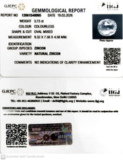 3.73/CT Natural Zircon with Govt. Lab certificate-12061D48995