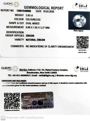 3.93/CT Natural Zircon with Govt. Lab certificate-12061D48998
