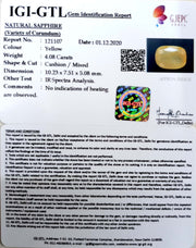 4.52 Ratti Natural Ceylonese Yellow Sapphire with Govt Lab Certificate-(4551)