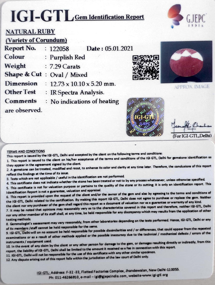 8.09 Ratti Natural Neo Burma Ruby with Govt. Lab Certificate-(3441)