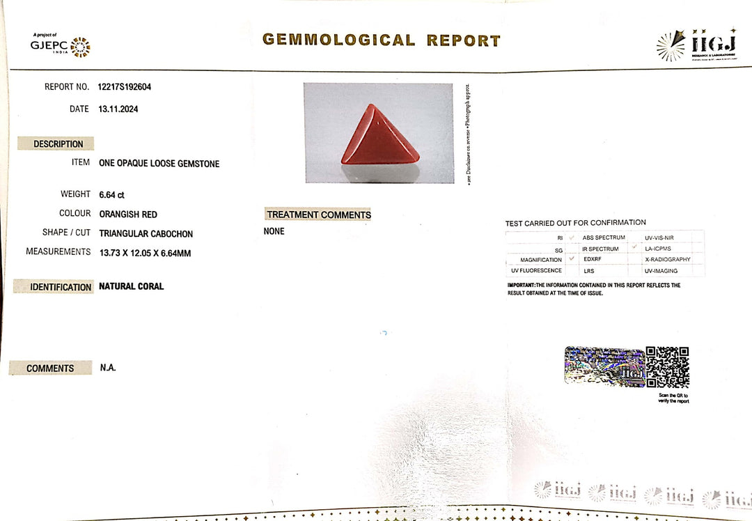 6.64/CT Natural Triangular Red Coral-1800