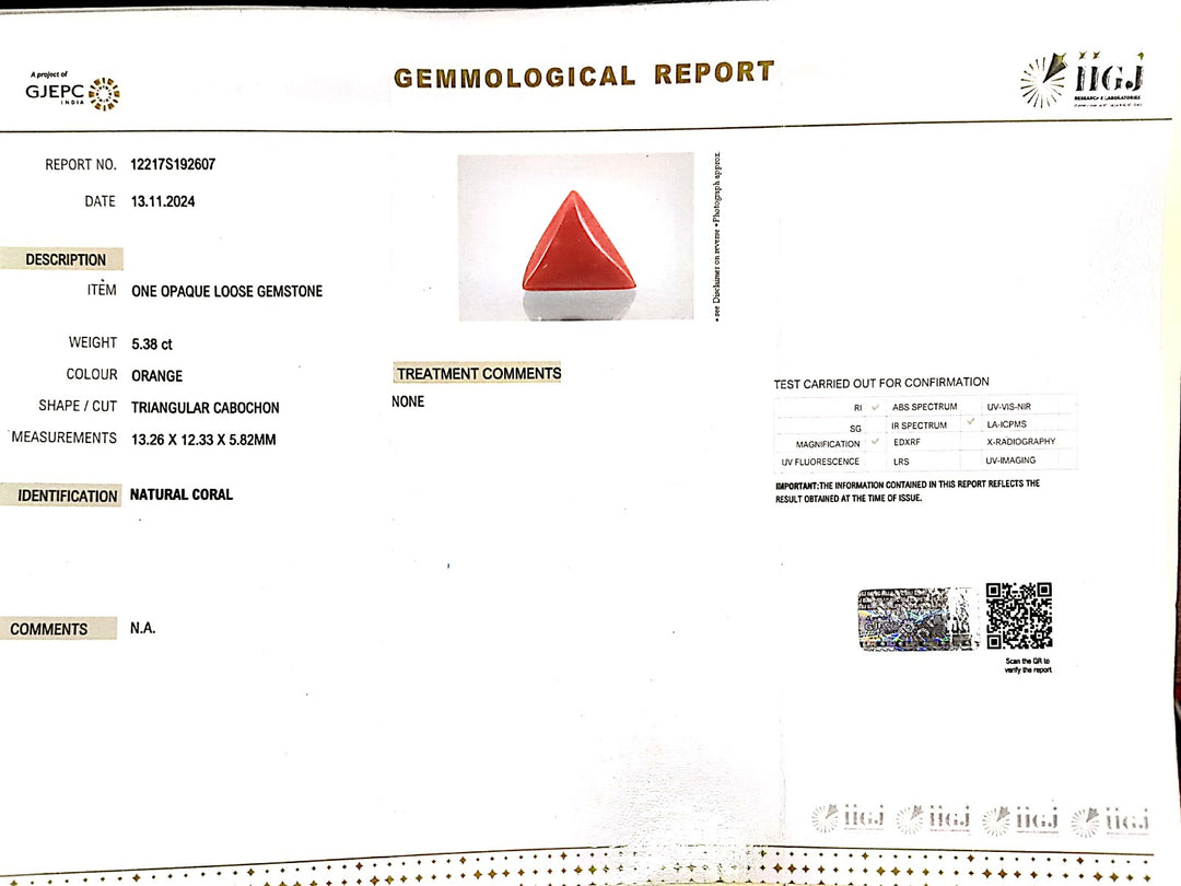5.38/CT Natural Triangular Red Coral-1800