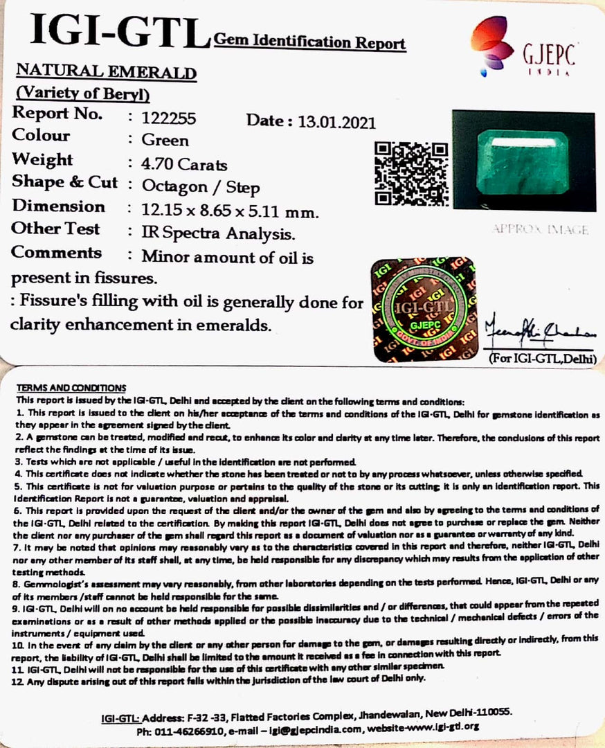 5.21 Ratti Natural emerald with Govt Lab Certificate-(1221)