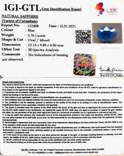6.39 Ratti Natural Blue Sapphire With Govt Lab Certified-(1221)