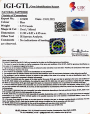 6.36 Ratti Natural Blue Sapphire With Govt Lab Certified-(1221)