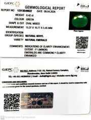 6.42/CT Natural Panna Stone with Govt. Lab Certificate-12313D49922