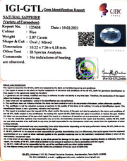 2.87/CT Natural Blue Sapphire with Govt Lab Certificate-BLUSA9T