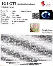 6.09 Ratti Blue Topaz with Govt Lab Certificate-(1650)