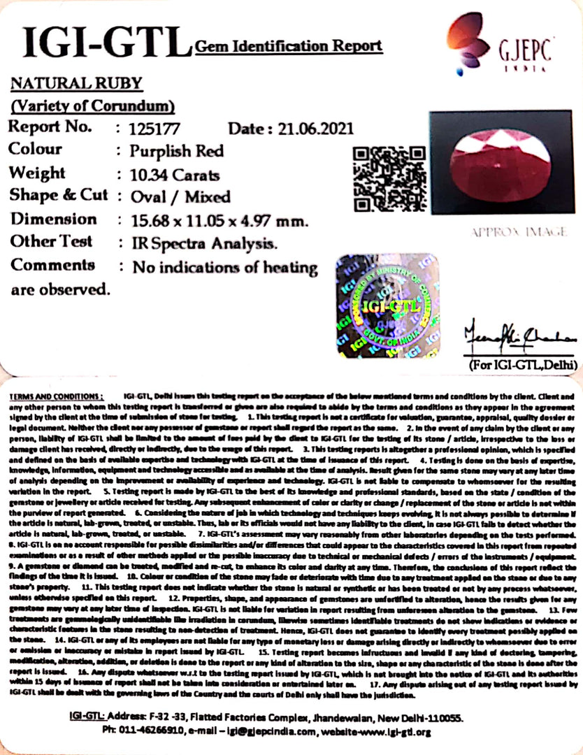 11.47 Ratti Natural Neo Burma Ruby with Govt. Lab Certificate-(5661)