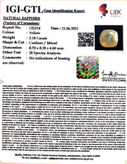 3.52 Ratti Natural Ceylonese Yellow Sapphire with Govt Lab Certificate-(6771)