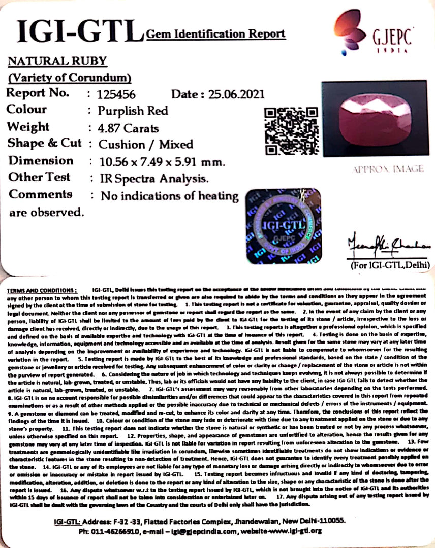 5.40 Ratti Natural Neo Burma Ruby with Govt. Lab Certificate-(5661)