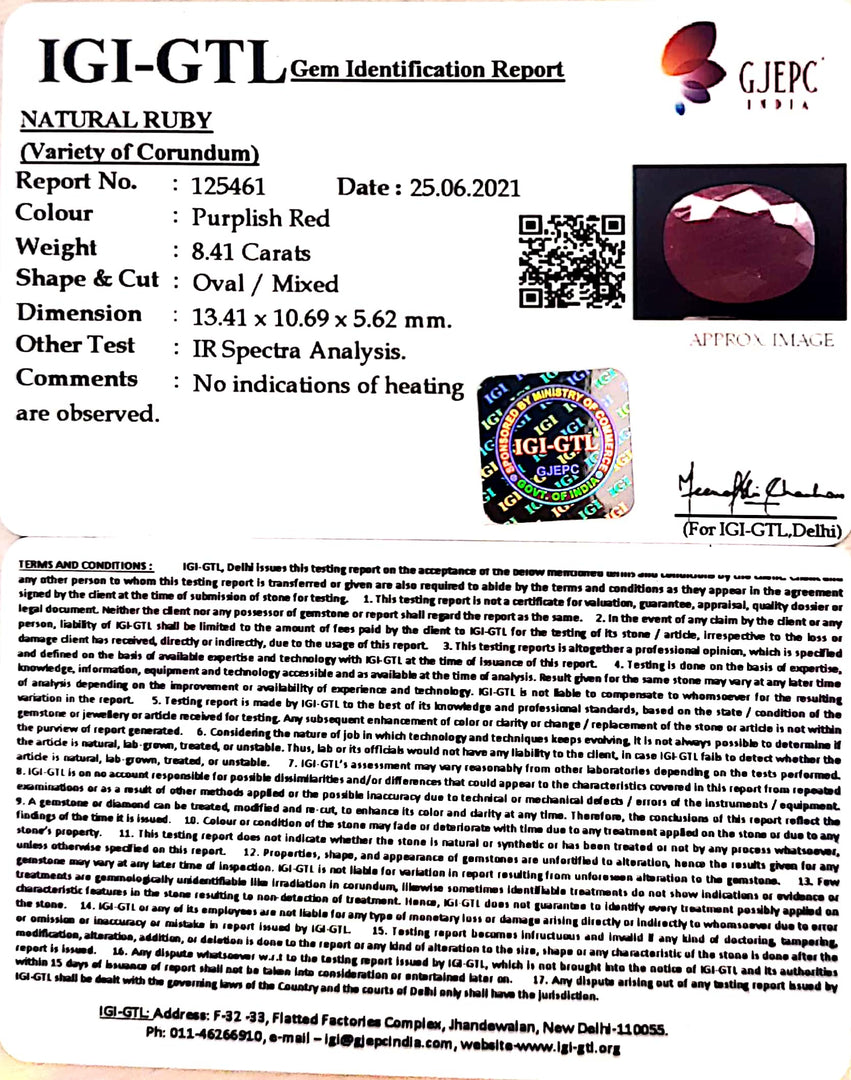 9.33 Ratti Natural Neo Burma Ruby with Govt. Lab Certificate-(5661)