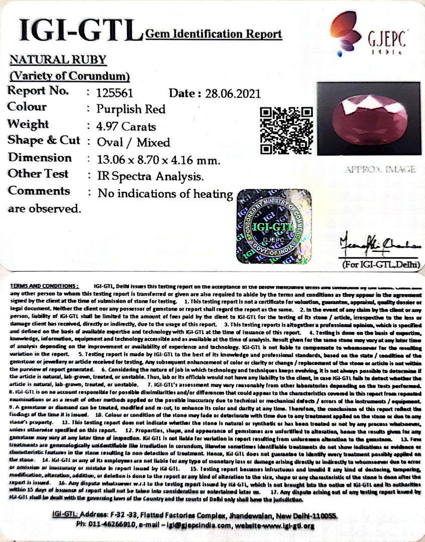 5.51 Ratti Natural Neo Burma Ruby with Govt. Lab Certificate-(5661)