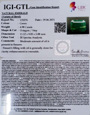 4.98/CT Natural Emerald Stone With Govt. Lab Certified (6771)